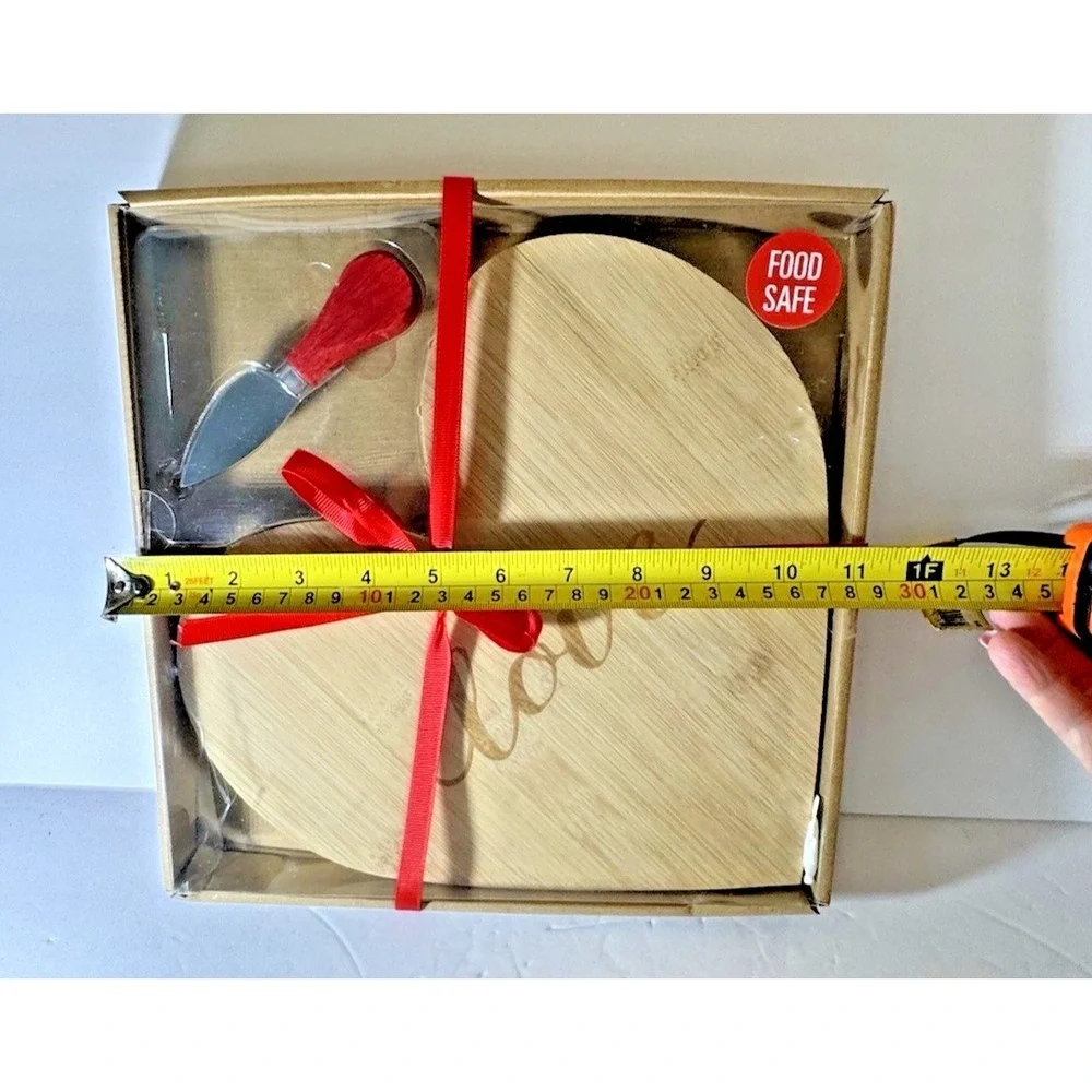Heart-Shaped Bamboo Cheese Board & Spreader Knife Set Love Engraved Food Safe